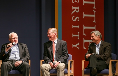 Frank Shrontz, Alan Mulally, and Ray Conner in a panel discussion for the Executive Speaker Series