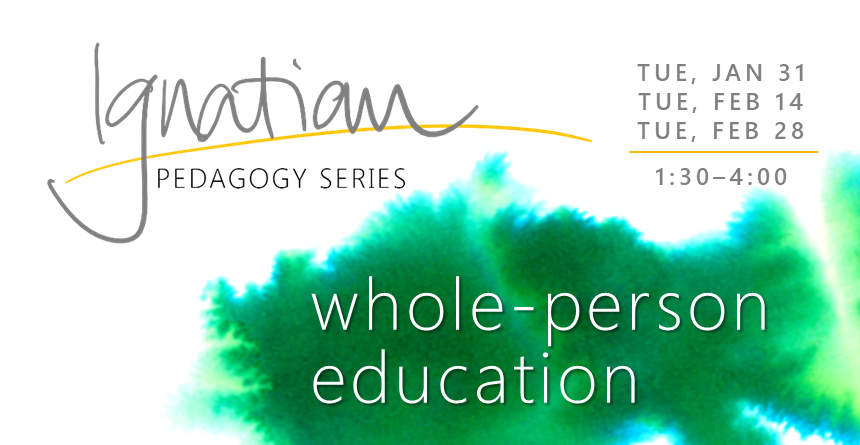 Green watercolor on white background - Ignatian Pedagogy Series - Whole Person Education