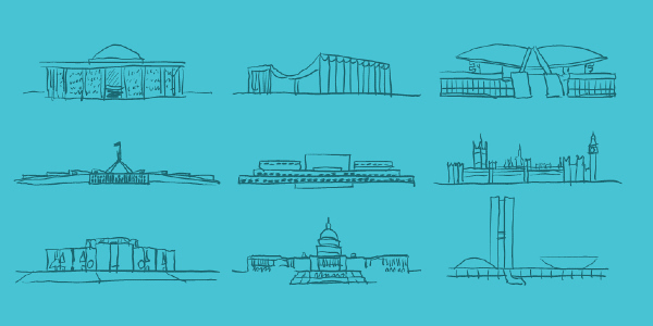 Draws of different politic buildings