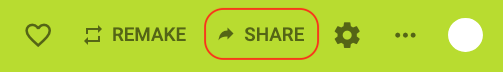 Screenshot highlighting the Padlet Share button