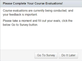 Screenshot of the Student Course Evaluation pop up in Canvas