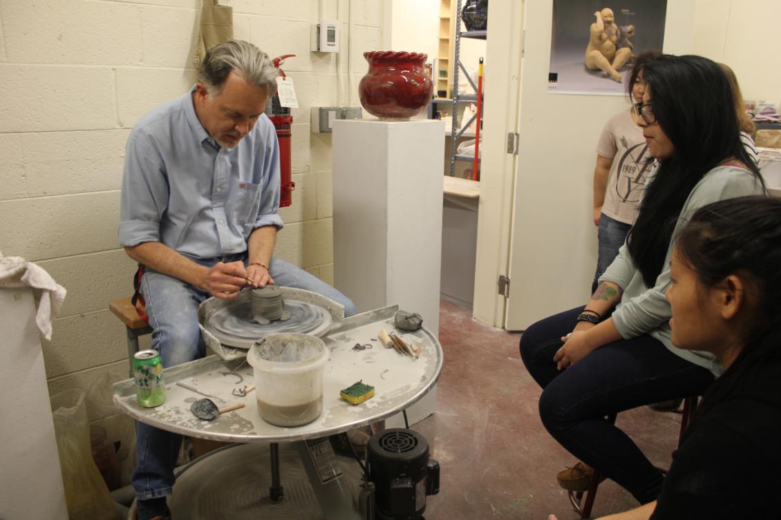 photo of students working in ceramics studio