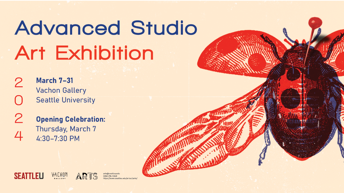 Image of poster for exhibition with lady bug and text