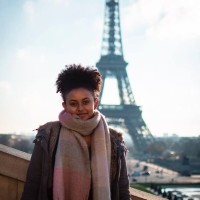 Photo of Ruth Yohannes in front of Eiffel Tower