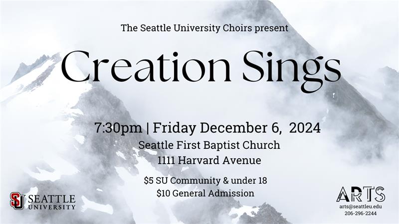 a flyer for a holiday concert called creation sings