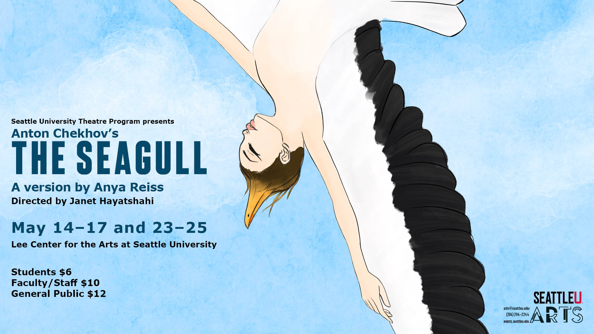 a flyer for a production of the Seagull at Seattle University