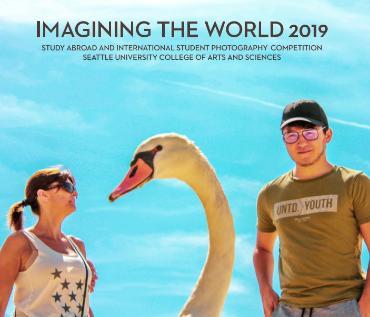 Book cover with photo of woman and man with a large swan