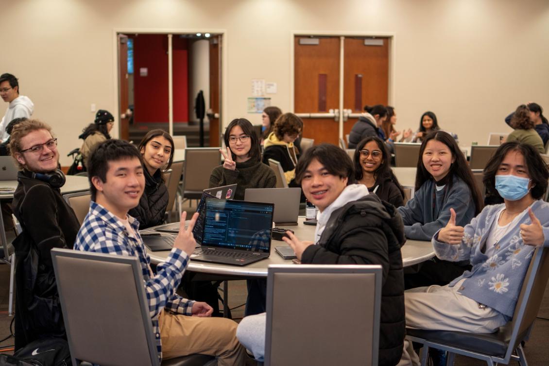 A group of HackSU 2025 participants