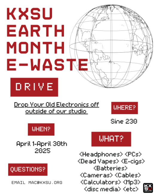 KXSU Earth Month E-Waste Drive flyer