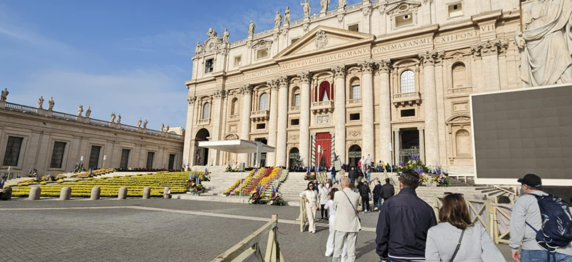People outside the Vatican on pope's passing