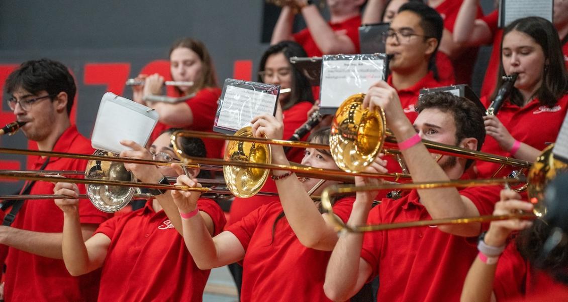 SU Pep Band performing at basketball game