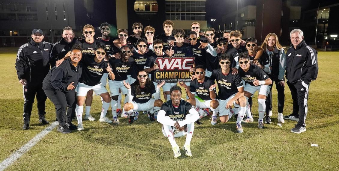 Group shot of men's soccer WAC champs