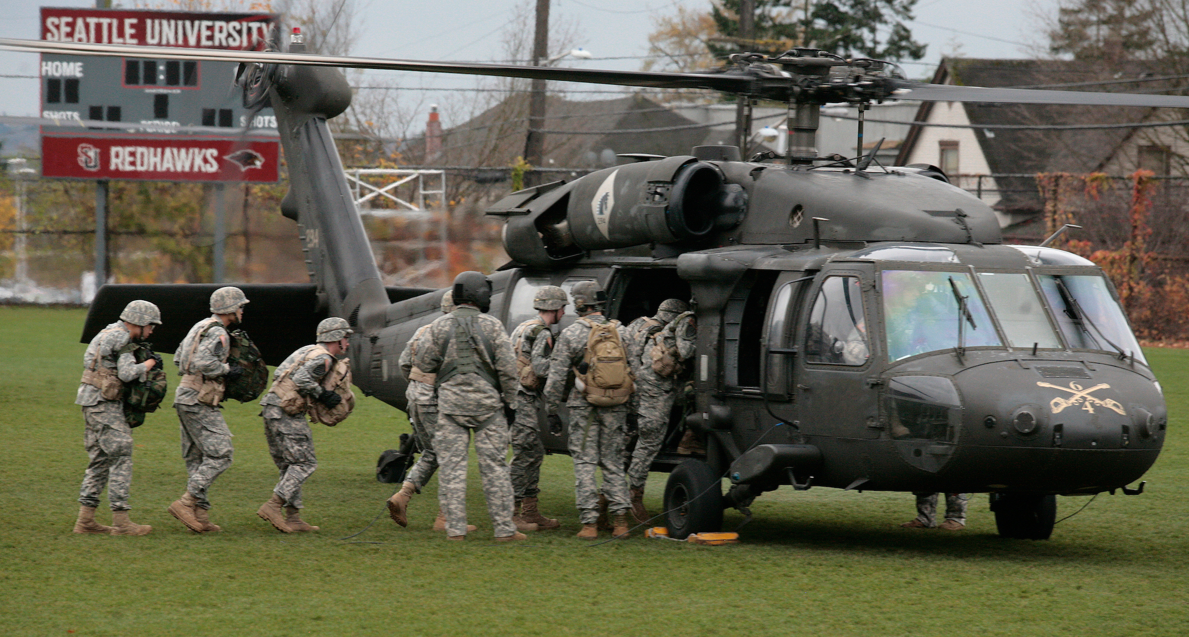 Cadets and Blackhawk Helicopter on Championship Field