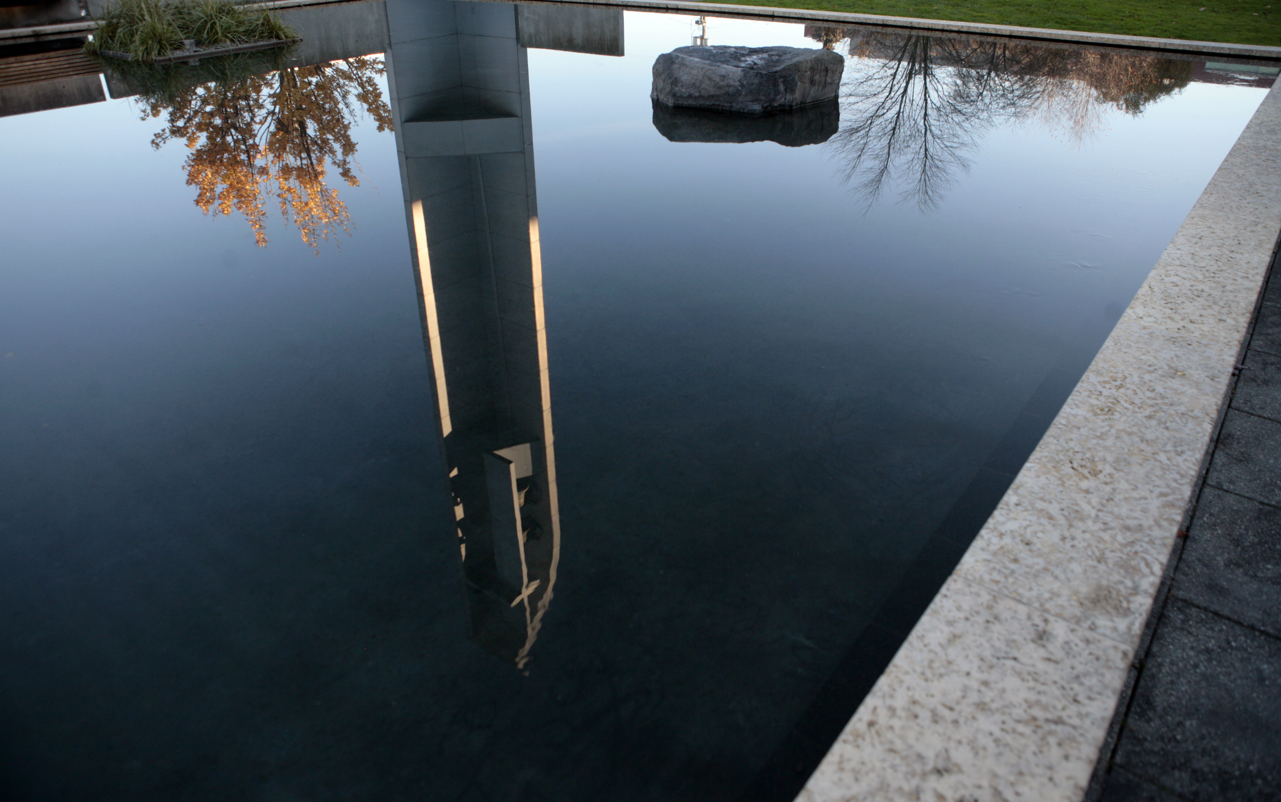 Bell Tower Reflects in Pool